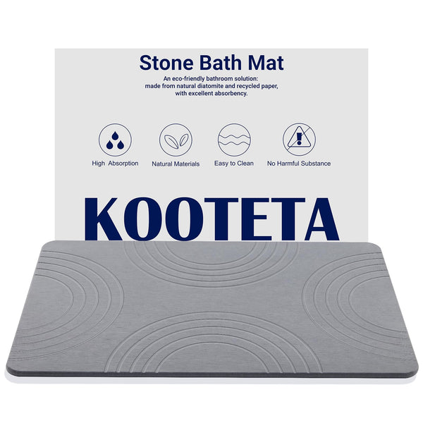 KOOTETA STONE BATH MAT, DIATOMACEOUS EARTH SHOWER MAT, (23.5X15" SEMICIRCULAR) - Like New