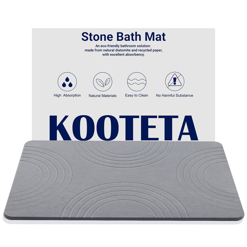 KOOTETA STONE BATH MAT, DIATOMACEOUS EARTH SHOWER MAT, (23.5X15" SEMICIRCULAR) - Like New