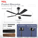TCL Ceiling Fans with Lights 52 Inch Ceiling Fan with Light and Remote Control - Like New
