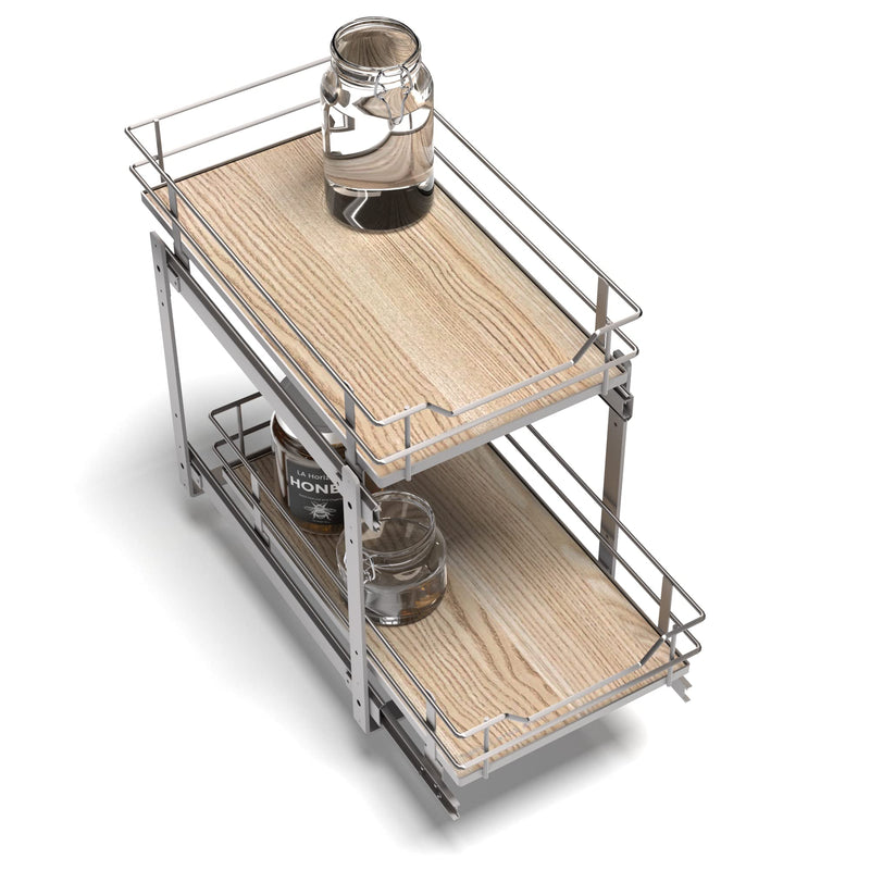 Home Zone Living Pull Out Kitchen Cabinet Organizer with 2 Tiers of Storage - Like New