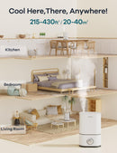 WELOV Humidifiers Bedroom 4L Cool Mist Humidifiers for Large Room H300W - White Like New