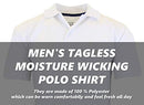 Galaxy by Harvic Men's Tagless Moisture Wicking Polo Shirt - White XL - Brand New