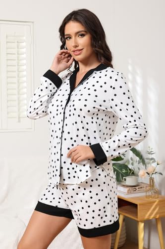 FKEEP BUTTON DOWN PAJAMAS SET WOMEN TWO-PIECE SATIN SILK SLEEVES SHORTS - XL - Brand New