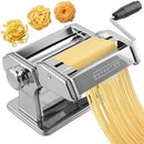 NUVANTEE PASTA MAKER MACHINE MANUAL HAND PRESS ADJUSTABLE THICKNESS - SILVER - Like New