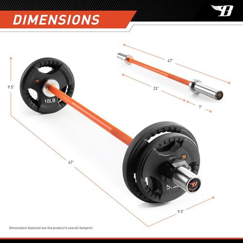 BIONIC BODY SHORT OLYMPIC BARBELL WEIGHT SET 47” BARBELL WEIGHT PLATES BBOB-7645 - Like New