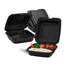 Karat Earth Clamshell Take Out Food Containers 8"x8" 200 ct - Black - Brand New