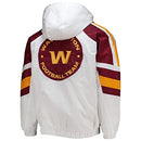 STARTER Men's White/Burgundy Washington Raglan Half-Snap Hoodie Jacket 2XL - Brand New