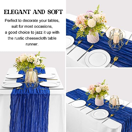 JALANCY 6 PIECES ROYAL BLUE 10FT CHEESECLOTH TABLE RUNNER GAUZE FABRIC - Like New