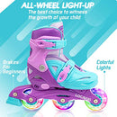 LOCAVUN INLINE SKATES GIRLS KIDS ROLLER SKATES LIGHT UP WHEELS PURPLE/LIGHT BLUE - Like New