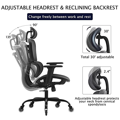 KERDOM OFFICE CHAIR KERDOM ERGONOMIC DESK CHAIR COMFY BREATHABLE MESH - BLACK - Like New