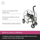 YARD BUTLER HOSE REEL CART - METAL, WHEELS FOR GARDENS, 400 FT - BLACK - Like New