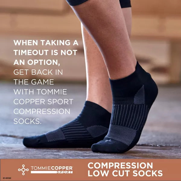 TOMMIE COPPER SPORT COMPRESSION LOW CUT SOCKS (3-PACK) MEN XL WOMEN XL - BLACK - Brand New
