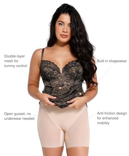 Popilush Lace Cocktail Dresses Women Formal Corset Shapewear Deep V Neck Midi - Brand New