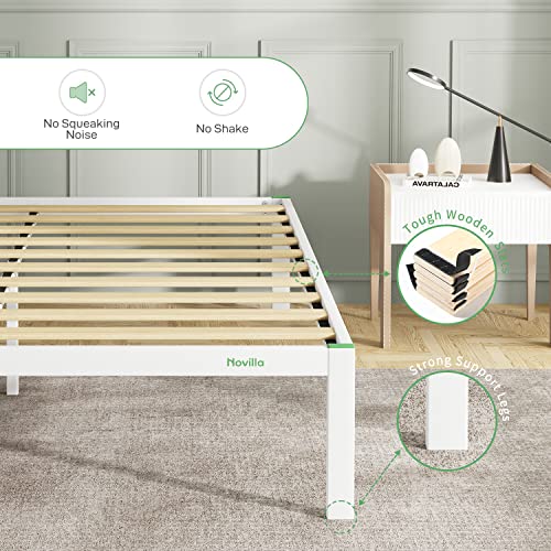 NV0BFW03-F Novilla 14 Inch Full Bed Frame Metal Bed Frame with Storage - White - Like New