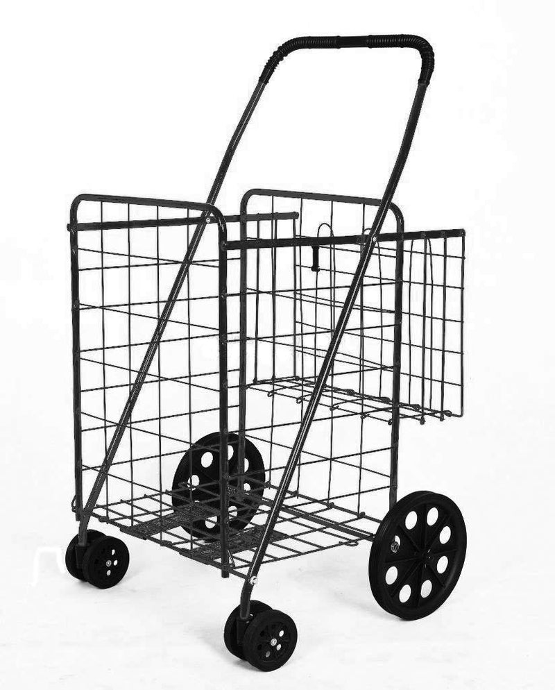 PRIMETRENDZ FOLDING SHOPPING CART DOUBLE BASKET JUMBO SIZE 150LB CA-P5867173 - Like New