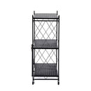 EAST BANK DESIGNS ASSEMBLED, 3-TIER FOLDABLE METAL STORAGE SHELVING UNIT - BLACK - Like New