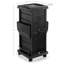 SALONITURE PREMIUM LOCKING ROLLING TROLLEY CART POCKETS 15L X 16.5W X 34H  BLACK - Like New