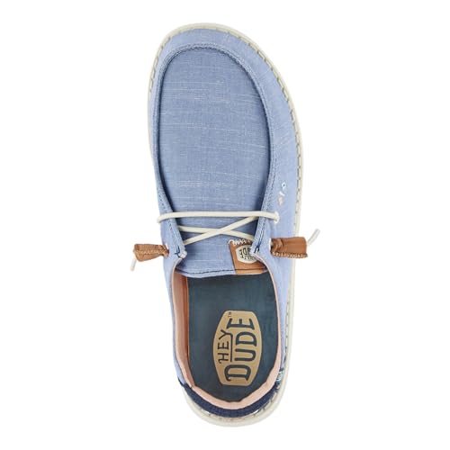 40729  HEY DUDE WENDY CHAMBRAY BOHO SLIP ON CASUAL SHOES WOMEN 6 BLUE - Like New