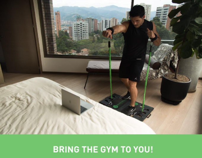 BodyBoss Home Gym 2.0 - Full Portable Gym Home Workout Package PKG4-GREEN Like New