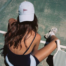 FRASIER STERLING PICKLEBALL FLAG HAT - ADJUSTABLE COTTON SPORTS CAP - BLUE/PINK - Brand New
