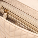 KARL LAGERFELD PARIS WOMEN'S QUILTED LEATHER SHOULDER BAG - BRIE - Brand New