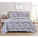 DAN RIVER REVERSIBLE PRINTED QUILT SET (3 PIECE) FULL QUEEN - GRAY - Brand New