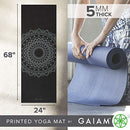 Gaiam Yoga Mat Premium Print, 5mm Non-Slip Mat (Black Marrakesh) - Brand New