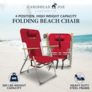 CARIBBEAN JOE 300lb Capacity Folding Beach Sand Chair Red - Brand New