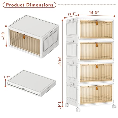 CTSNSLH 4 Tier Plastic Storage Bins and Boxes Organizer - 27Qt Stackable Lids - Like New