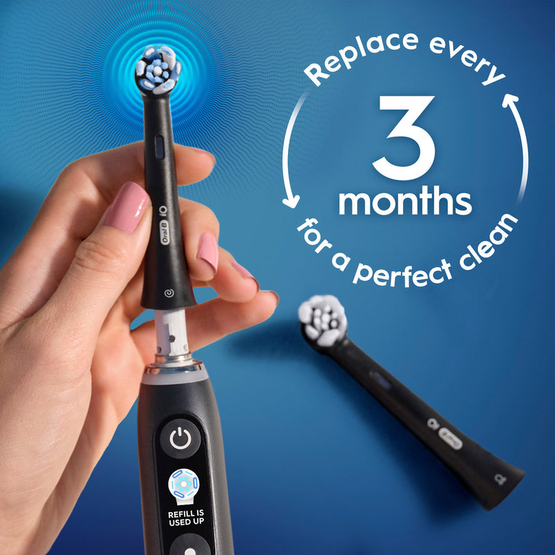 ORAL-B IO ULTIMATE CLEAN REPLACEMENT BRUSH HEADS, 9-COUNT - BLACK/WHITE - Brand New