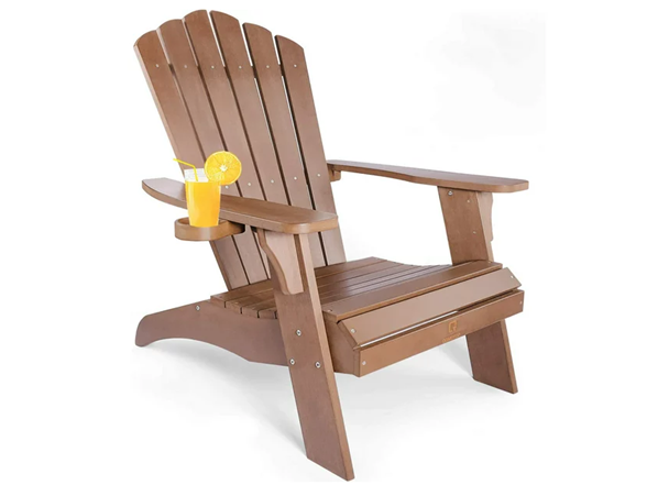 QOMOTOP OVERSIZE ADIRONDACK CHAIR WITH CUPHOLDER - BROWN - Like New