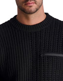 KARL LAGERFELD MEN'S 1 CHEST ZIP POCKET SOFT SWEATER - SIZE: MEN XS - BLACK - Brand New