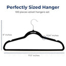 SERENELIFE SLHVEL100 VELVET HANGERS – 100 PACK, SLIM & SPACE SAVING - BLACK - Brand New
