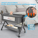 Obleba Bedside Bassinet Baby Bedside Crib with Wheels Easy Assembly - Grey - Brand New