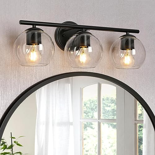 CLASSY LEAVES BATHROOM LIGHT FIXTURES, 3 LIGHT BLACK MODERN FARMHOUSE - BLACK Like New