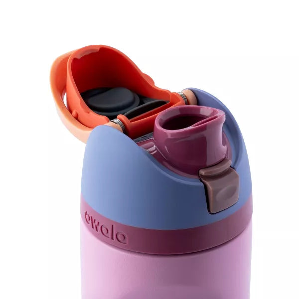 OWALA 24OZ FREESIP STAINLESS STEEL WATER BOTTLE - KICKFLIP - KICKFLIP/PINK - Like New