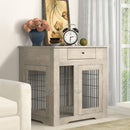 Nicbex Okak Dog Crate Furniture Style Dog Cage Side Table With Drawers - Grey - Like New