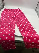 FASHION EXTRA SOFT FLEECE PAJAMAS PANTS - SIZE S - HOT PINK WHITE POLKA DOTS - Brand New