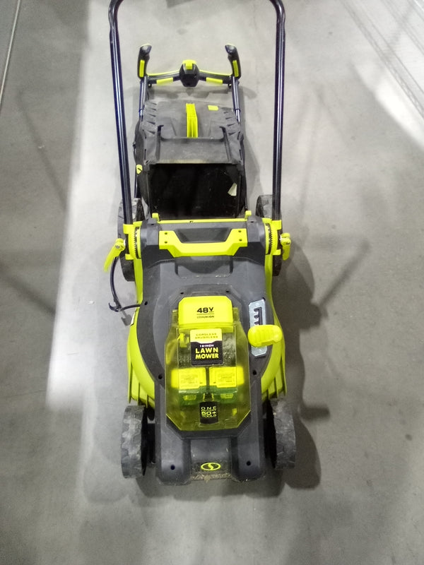 Sun Joe 24V-X2-16LM 48V 16" Brushless Lawn Mower, 2x 4Ah Battery+Charger - Green - Like New