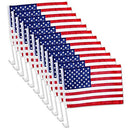 JULYSGIFT US AMERICAN PATRIOTIC CAR WINDOW CLIP FLAG 17" X 12" - 12 COUNT - Like New