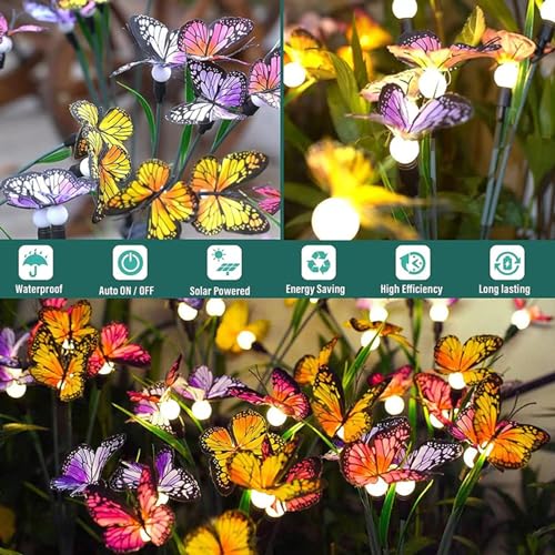 ALTSUCESER GARDEN SOLAR LIGHTS SOLAR BUTTERFLY LIGHTS OUTDOOR SOLAR GARDEN - Like New