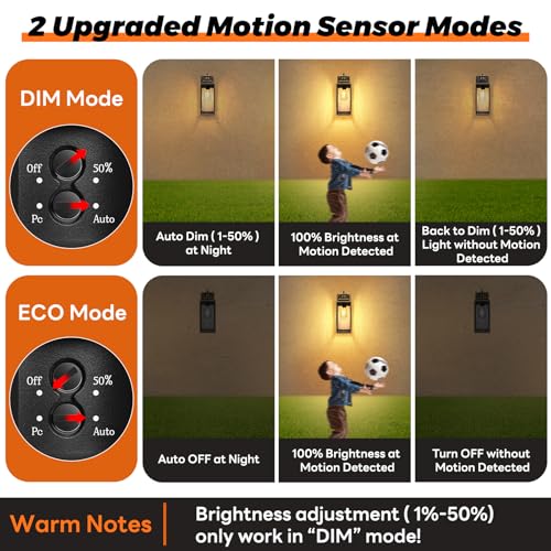 BRIGHTEVER 13.6" Motion Sensor Outdoor Wall Sconce Lantern - Bronze - Like New