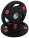 FITVIDS OLYMPIC CAST 35LB PAIR WEIGHT PLATE 2-PIECE RUBBER COATED - BLACK/RED - Like New