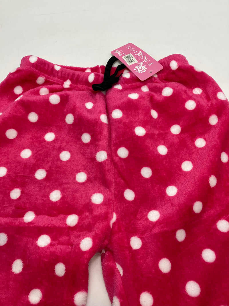 FASHION EXTRA SOFT FLEECE PAJAMAS PANTS - SIZE S - HOT PINK WHITE POLKA DOTS - Brand New