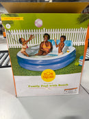 SUN SQUAD FAMILY POOL WITH BENCH 140 GALLON OVAL KIDDIE POOL PVC LINER, AGES 6+ - Like New