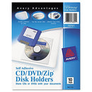 AVERY SELF-ADHESIVE CD/DVD TOP LOAD STORAGE PAGES CLEAR 73721 - PACK OF 10 - Brand New