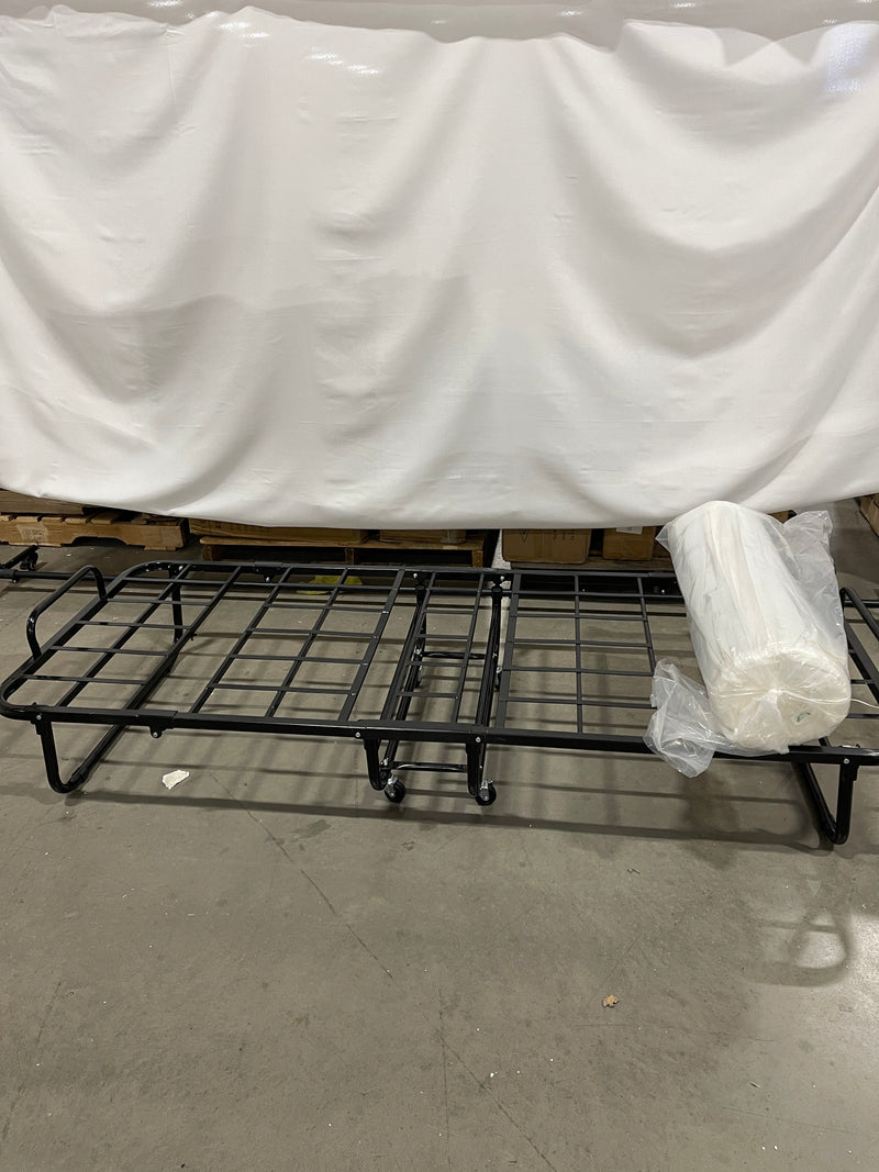 OEKO TEX ROLLAWAY BED WITH MEMORY FOAM MATTRESS - BLACK - Like New