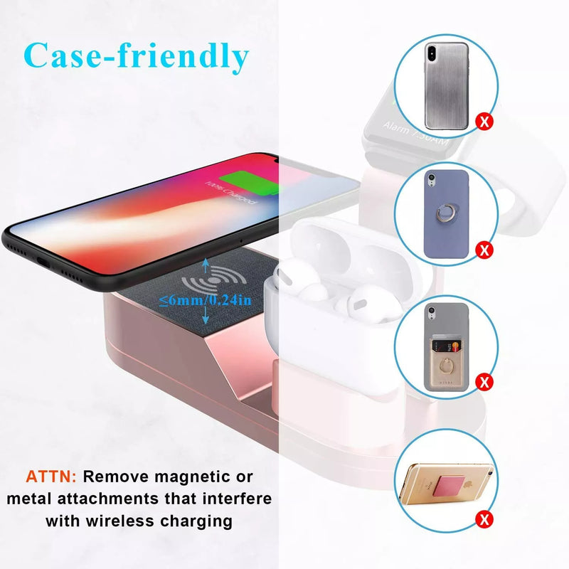 GENERIC 3 IN 1 CHARGING STATION FOR IPHONE, AIRPODS & APPLE WATCH - ROSE GOLD - Like New