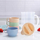 UDOIT Unbreakable Wheat Straw Kettle Set with 4 Multicolor Cups for Kids - Brand New