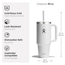 HYDRO FLASK TUMBLER HANDLE LID STRAW INSULATED STAINLESS STEEL - BLACK - Like New